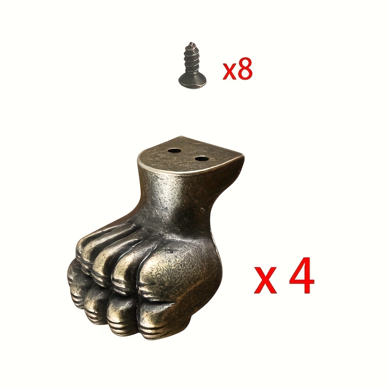 Furniture Hardware For Legs - 4pcs Antique Foot Brass Jewelry Bracket