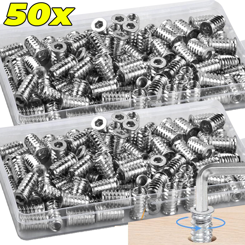 10/50x Threaded Inserts Wood I - Furniture Hardware Threaded Inserts ulasan dan harga