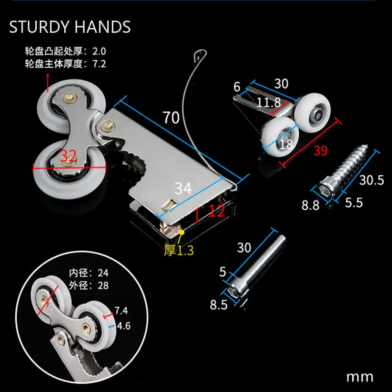 Wardrobe Sliding Door Pulley H - Furniture Hardware And Fittings ulasan dan harga