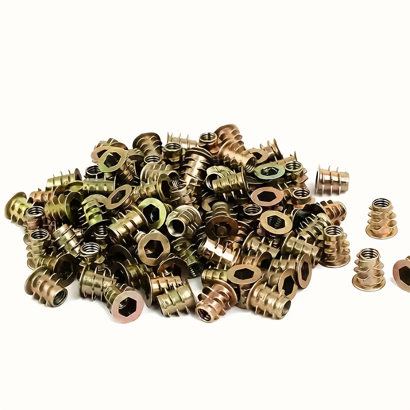 100Pcs Galvanized Alloy Thread - Furniture Hardware Threaded Inserts ulasan dan harga