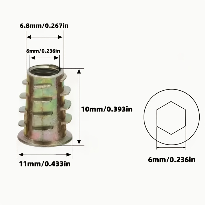 100Pcs Galvanized Alloy Thread - Furniture Hardware Threaded Inserts ulasan dan harga