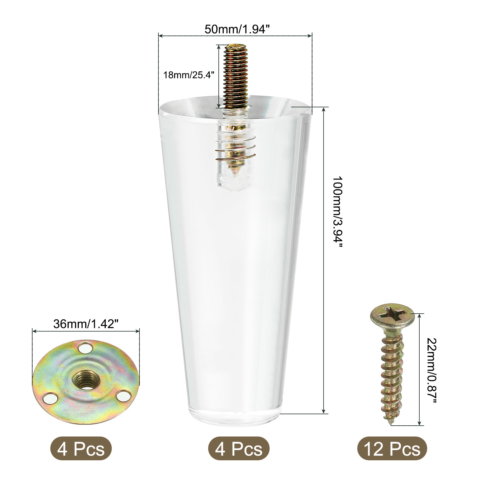 Uxcell 4Set Acrylic Furniture  - Furniture Hardware For Legs ulasan dan harga